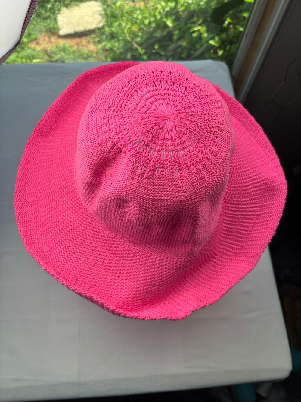 NEW Lulu B Hot Pink Sun Hat Woven Wide Brim Packable Pink - Picture 5 of 11